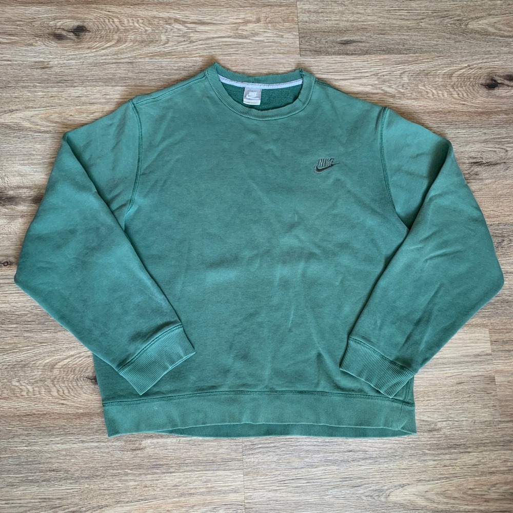 Vintage 90s Nike Swoosh Baggy Crewneck Sweatshirt - Mens Large Green